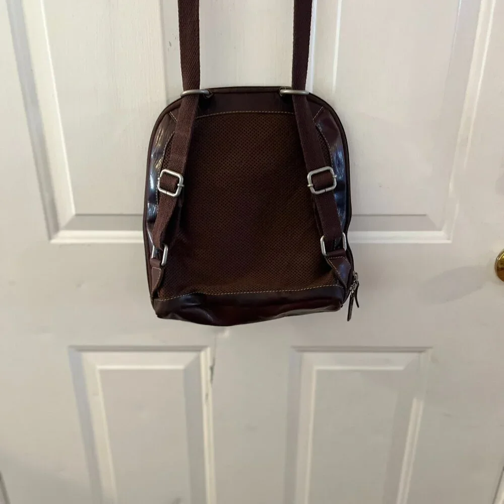 Jack Georges Dark BrownVoyager Leather Travel Convertible Backpack/Crossbody Bag - Picture 10 of 14